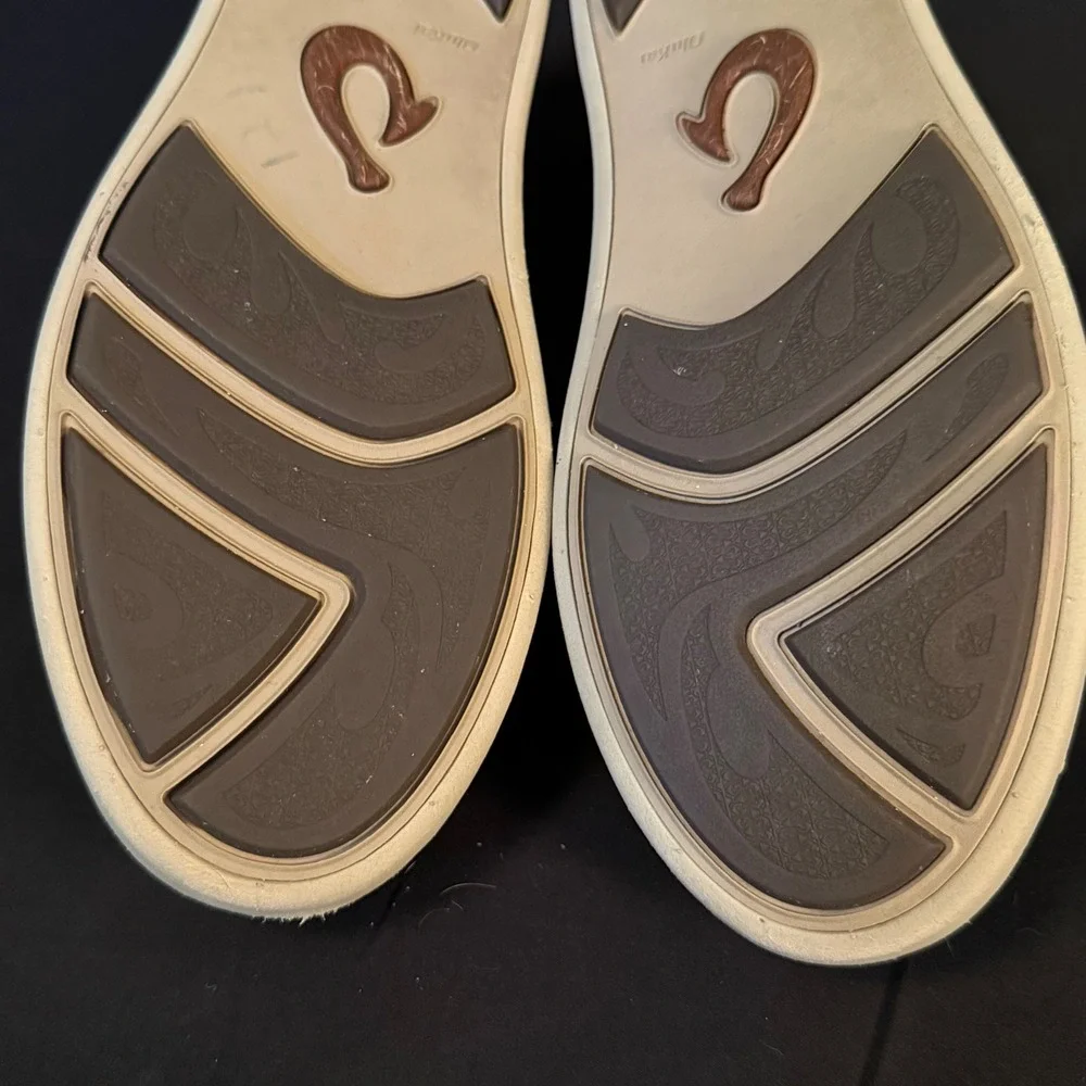 OluKai Nalukai Leather Lace Up Shoes Chukka Husk Silt Slip On 10378-6Z21 Mens 10